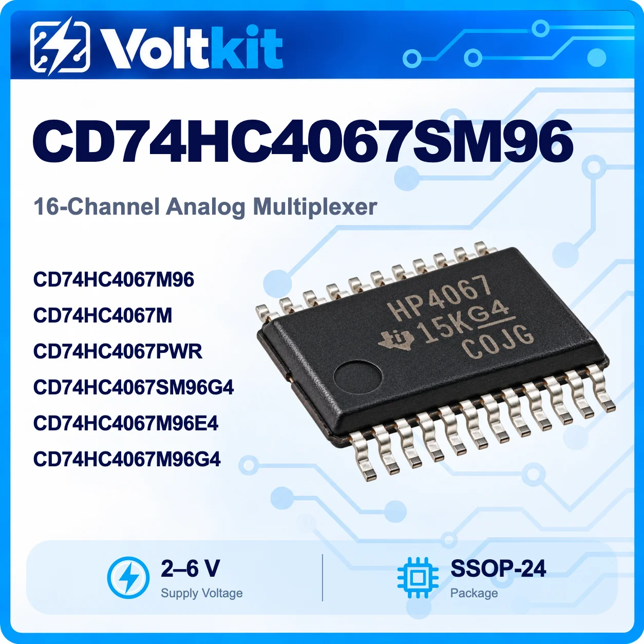 10PCS CD74HC4067 CD74HC4067SM96 SSOP-24 Logic IC Shift Register New Original In Stock Wholesale