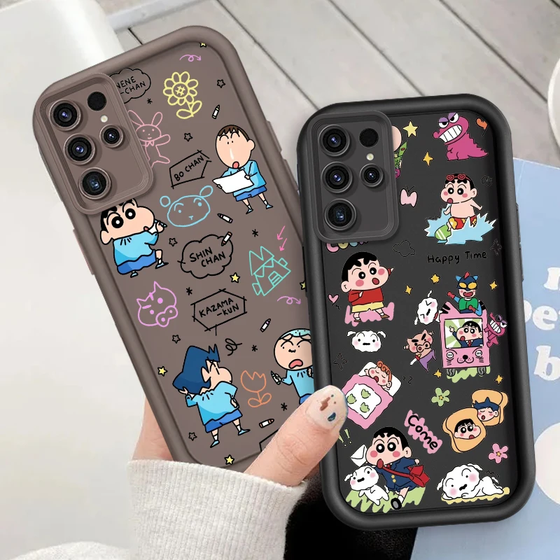 Cartoon Anime Crayon Cute For Samsung Note 20 S24 S23 S22 S21 S20 Ultra Plus FE A25 A23 A22 A15 A31 5G Eye Ladder Cover