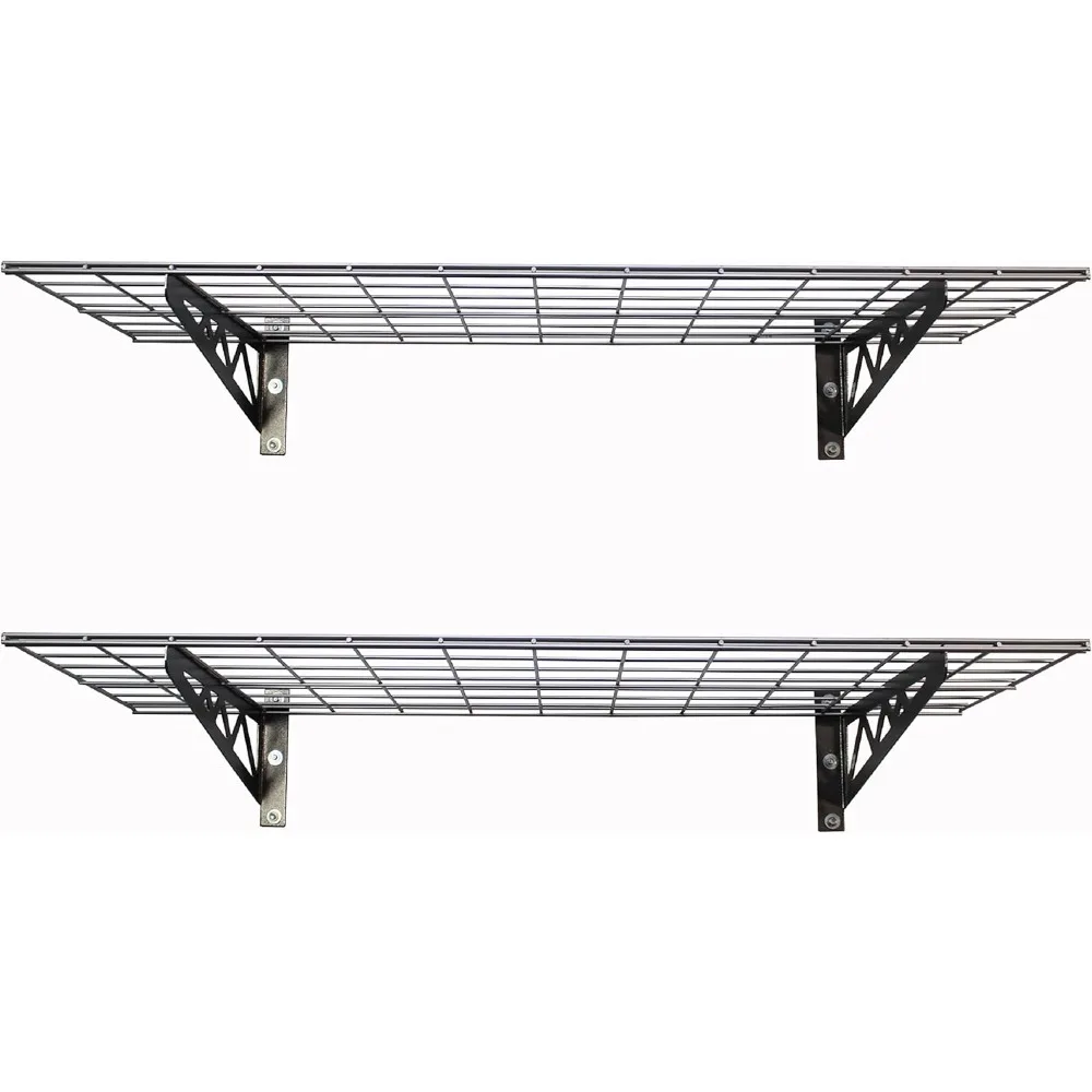 

SafeRacks Wall Shelves - 2 Pack of 18 x48 Garage Wall Mounted Shelving, Wire Storage Racks, Utility Shelf, Heavy Duty Shelves wi