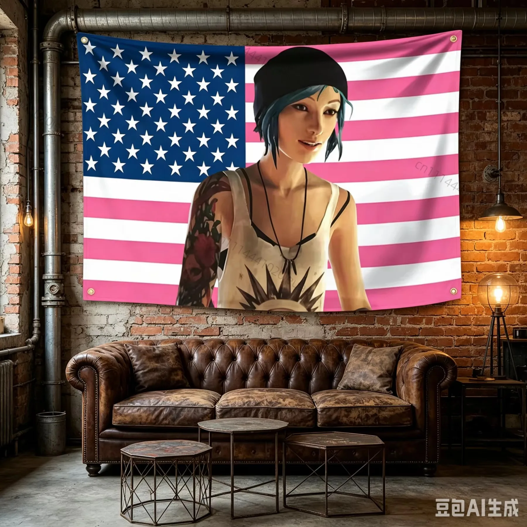 Fantasy Pink C-Chloe Price American Flag Tapestry, Wall Art Headboard Decor for Bedroom Dorm Teen Fan Room Background Gift