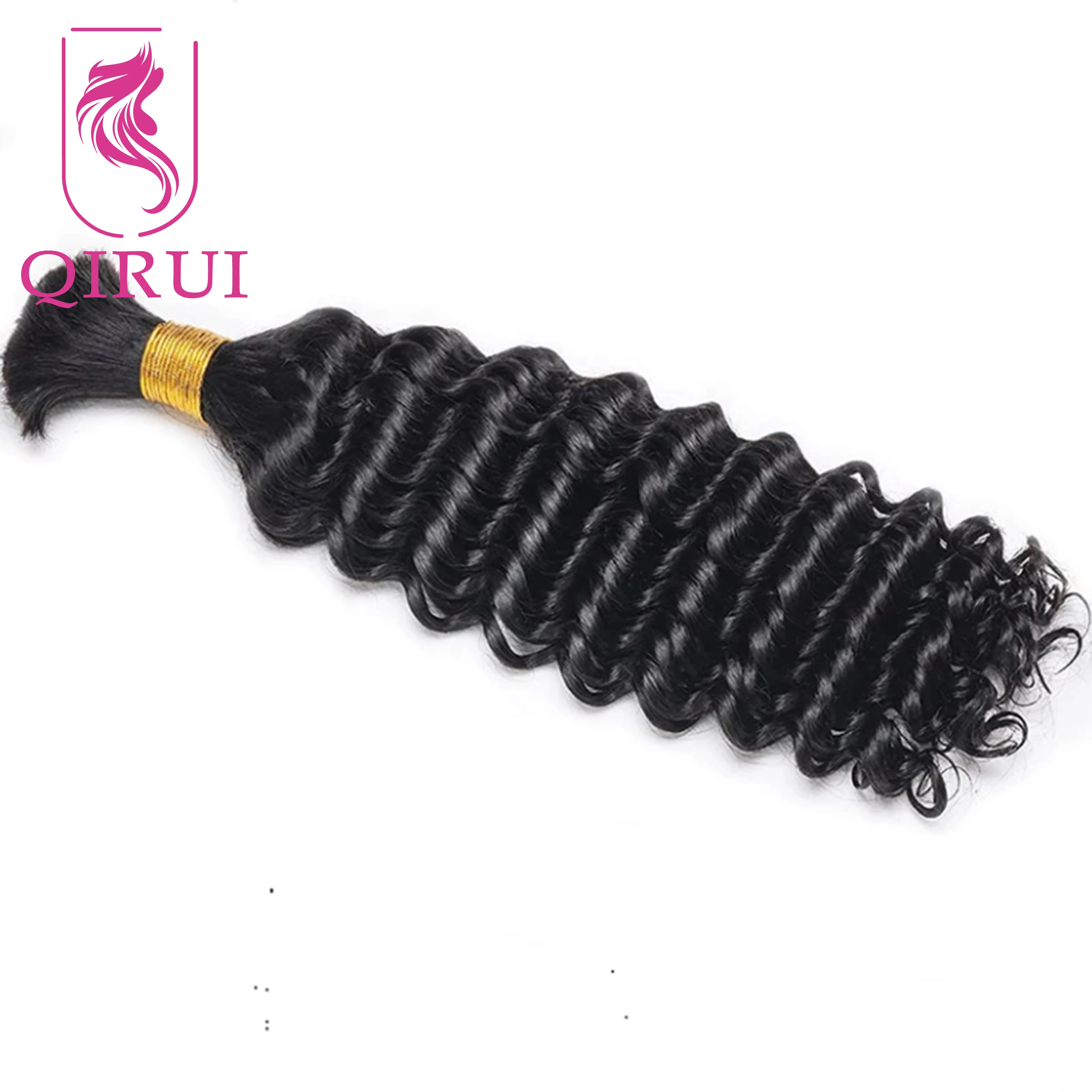 Human Hair Bulk For Braiding Deep Wave Brazilian Remy Double Drawn No Weft Extensions Boho Box Braids Hair For Black Women