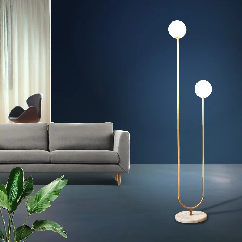 

Milky White Glass Floor Lamps for Living Room Nordic LED Floor Lamp Creative Bedroom Bedside Glass Ball Vertical Standing Lights