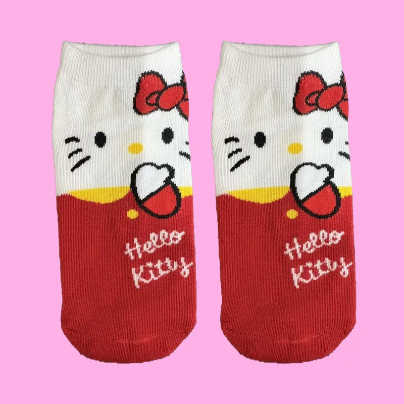1/5 paar Sanrio Hello Kitty Cartoon Anime Leuke halfhoge sokken voor dames