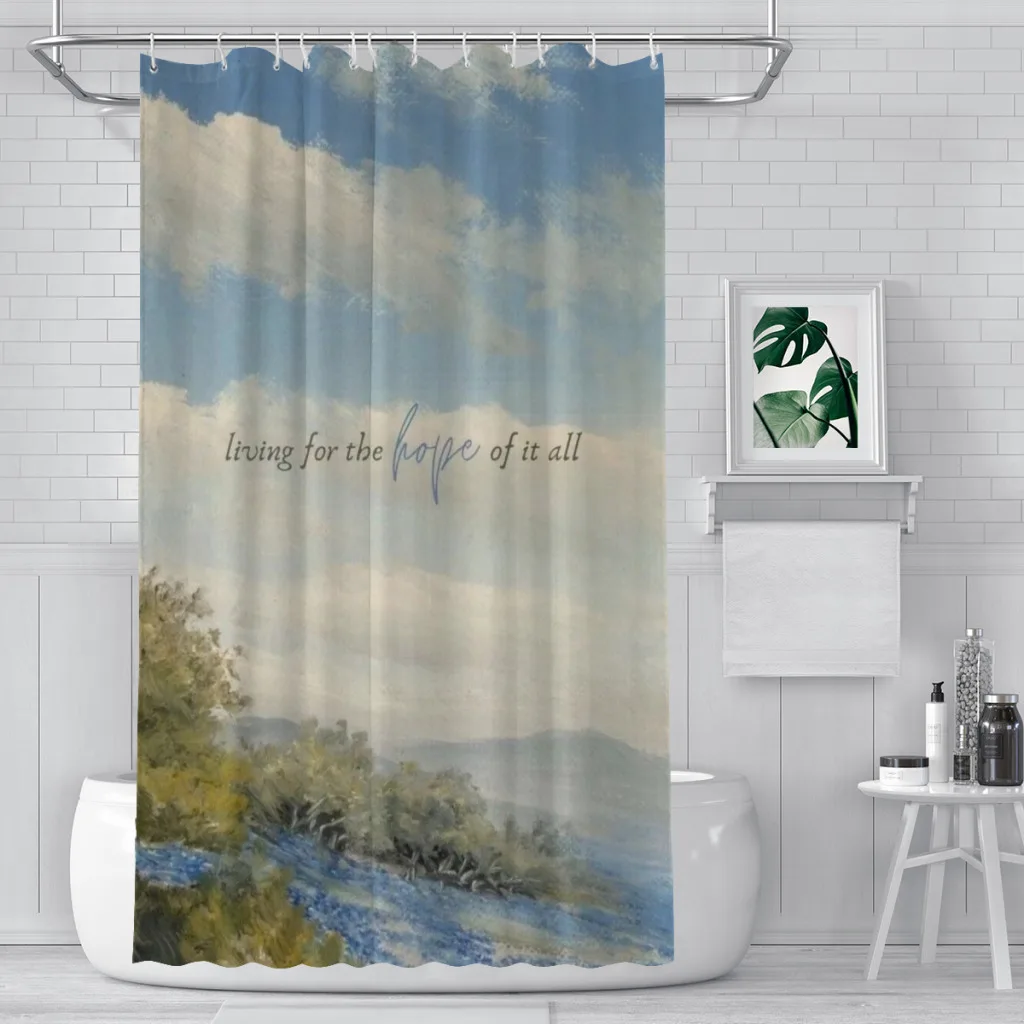 

Modern 3D Printing Lyric Shower Curtain Landscape Bath Curtain With Hooks for Bathroom waterproof scenery