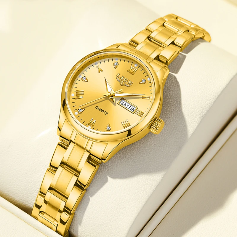 LIGE 2025 New Women Bracelet Watch Fashion Waterproof Quartz Watch For Women Simple Elegant Student Watches Relogio Feminino+BOX