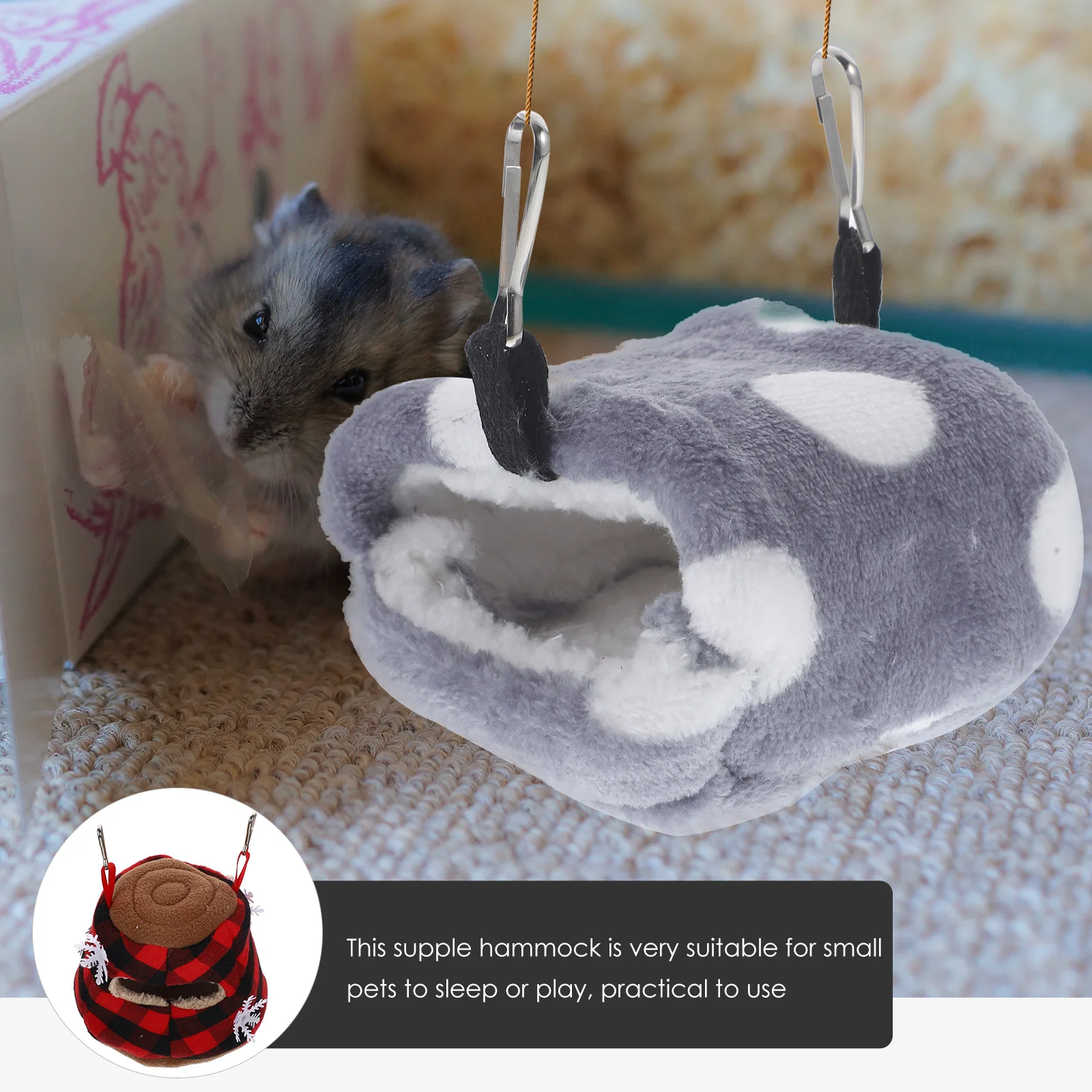

Pet Cotton Warm Bed Hammock Winter Soft Animal Cave Cage Accessories for Parrots Hamsters S Random Style
