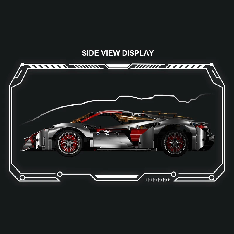 1:10 Three Thousand Years Rambo 10038 Electroplated Silver Supercar Building Blocks | Adult Assembled Racing Model Kit