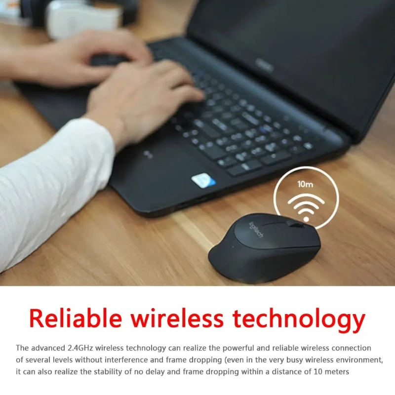 الماوس اللاسلكي Logitech M331 مناسب لأجهزة الكمبيوتر المحمولة وأجهزة الكمبيوتر المكتبية والمكاتب والاستخدام المنزلي، وهو محمول وموفر للطاقة.