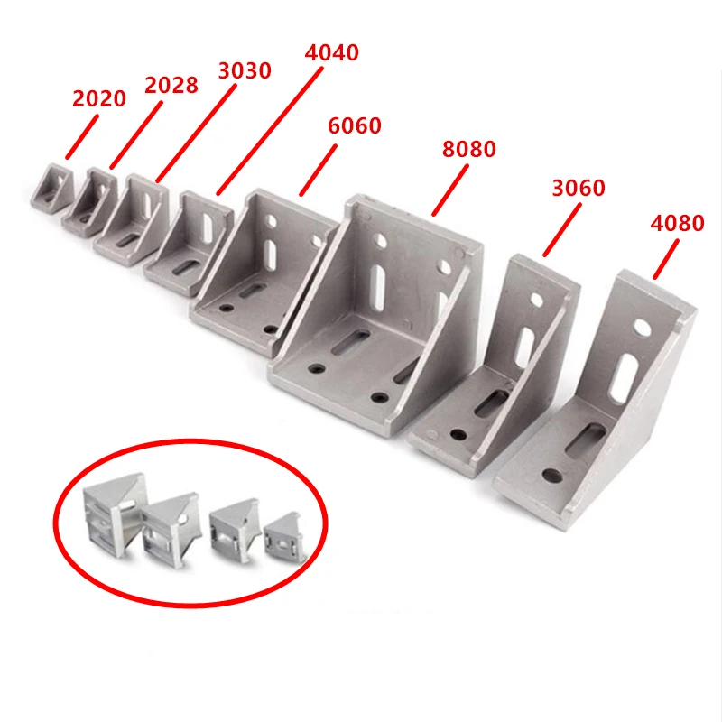 Aluminum Profile Corner Bracket Connector 2020 2028 2040 3030 3060 4040 4080 6060 CNC Machine Frame Accessories view 2