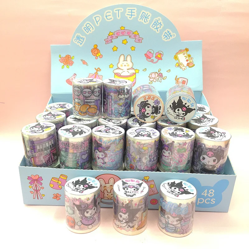 48pcs Sanrio Diy Masking Washi Tape Hello Kitty Kuromi Scrapbooking Sticker Decorative Adhesive Tape School Supplies Wholesale