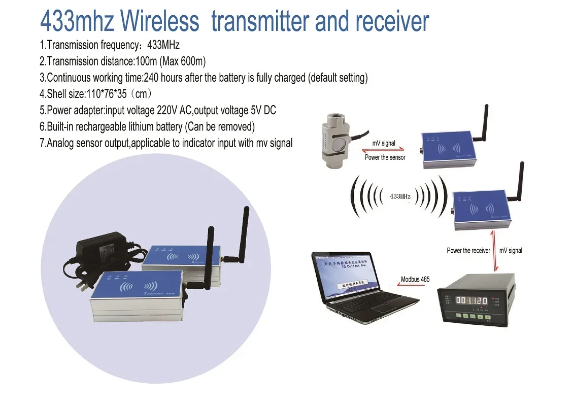 TW433 data transceiver modules rf remote transmitter receiver with lithium battery for wireless scale