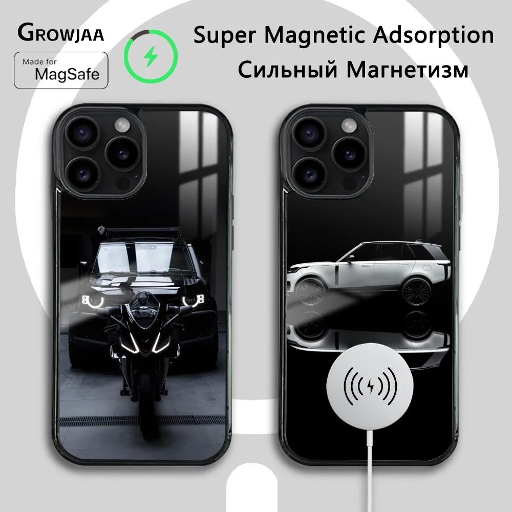 Luxury Supercar land-R-rover Phone Case For iPhone 16 15 14 13 12 11 Pro Max Plus Mini Magsafe Mirror Wireless Magnetic Cover