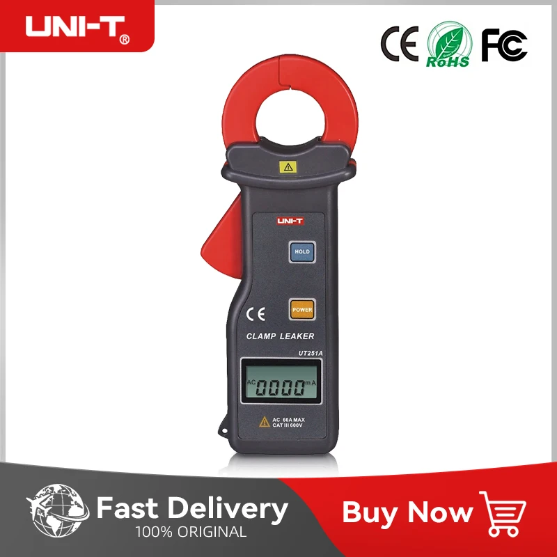 UNI-T UT251A UT251C Hochempfindliches Leckstromzangenmessgerät mit automatischer Bereichswahl, 4-stelliges LCD-Display und 10.000 Anzeige