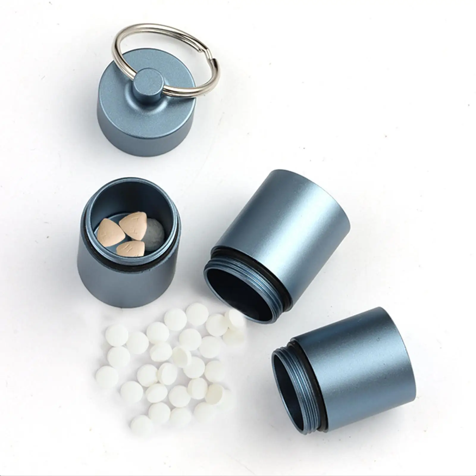

Aluminum Alloy Pill Box with , Portable Medicine Storage Box (with 3 compartments), Waterproof and Sealed Medicine Container
