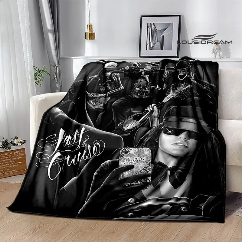 

Retro skull motorcycle printed blankets Picnic blanket Flange Warm blanket Home travel blankets bed linings birthday gift