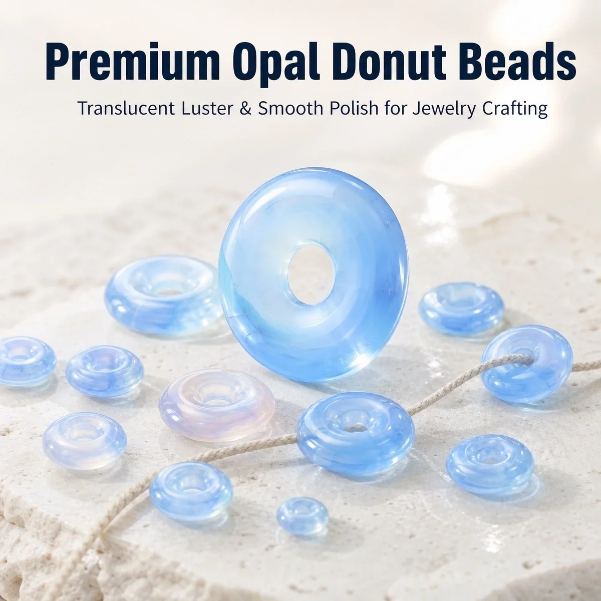 JOYAGIFT Multi-size Opalite Donut Polished Healing Chakra Gemstone Coin Pingan Charms Pendant Lucky Feng Shui Peace Beads