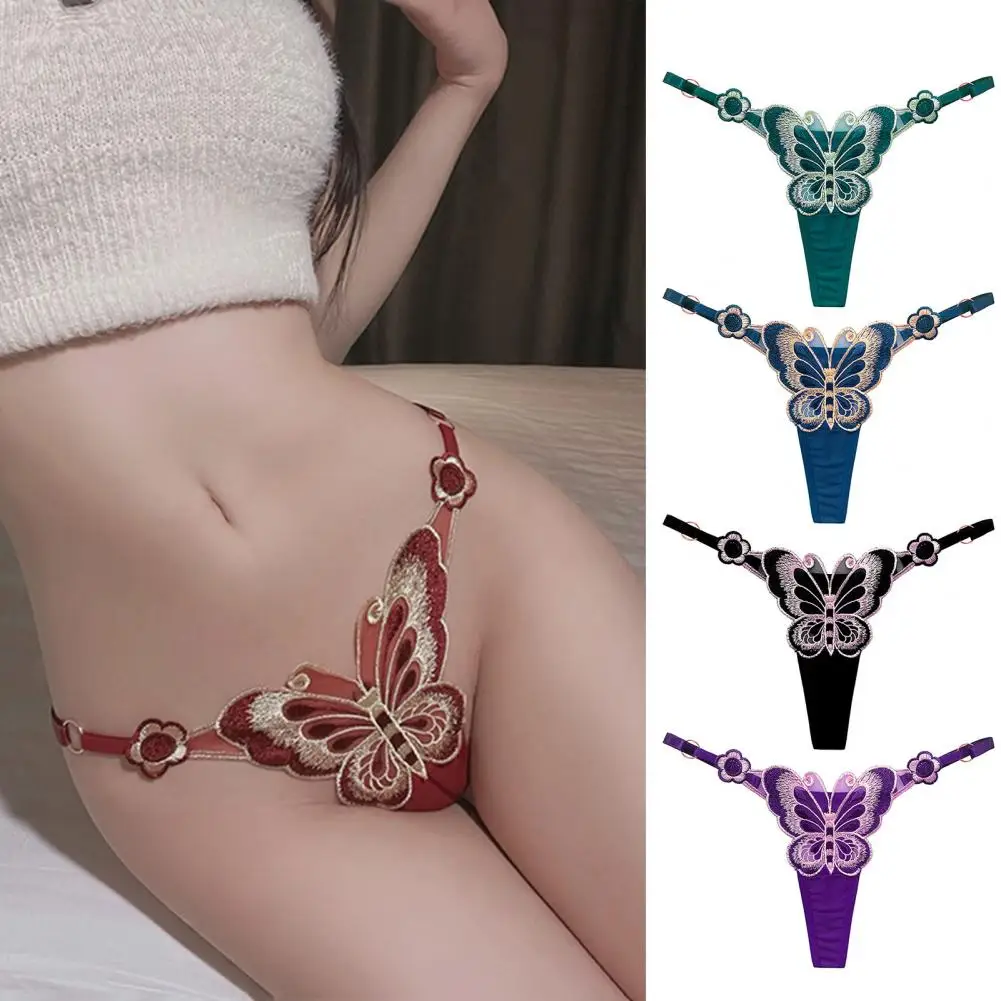 

Sexy Women Lingerie Butterfly Flower Embroidery Women Mesh Thongs Thin Belt Underwear Lace Panties lenceria sensual mujer