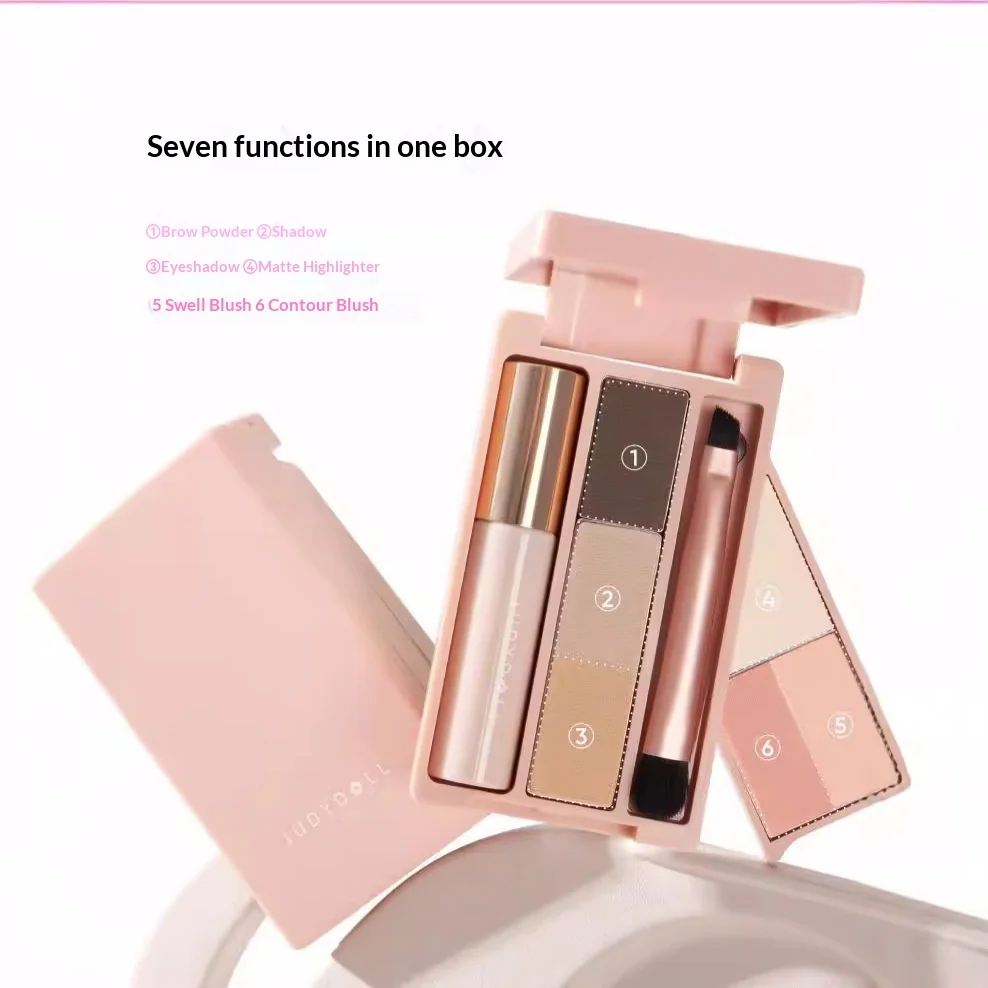 

Многофункциональная мини-палетка Judydoll Travel: комплексный набор для макияжа и румян, удобная портативная палетка для ладони