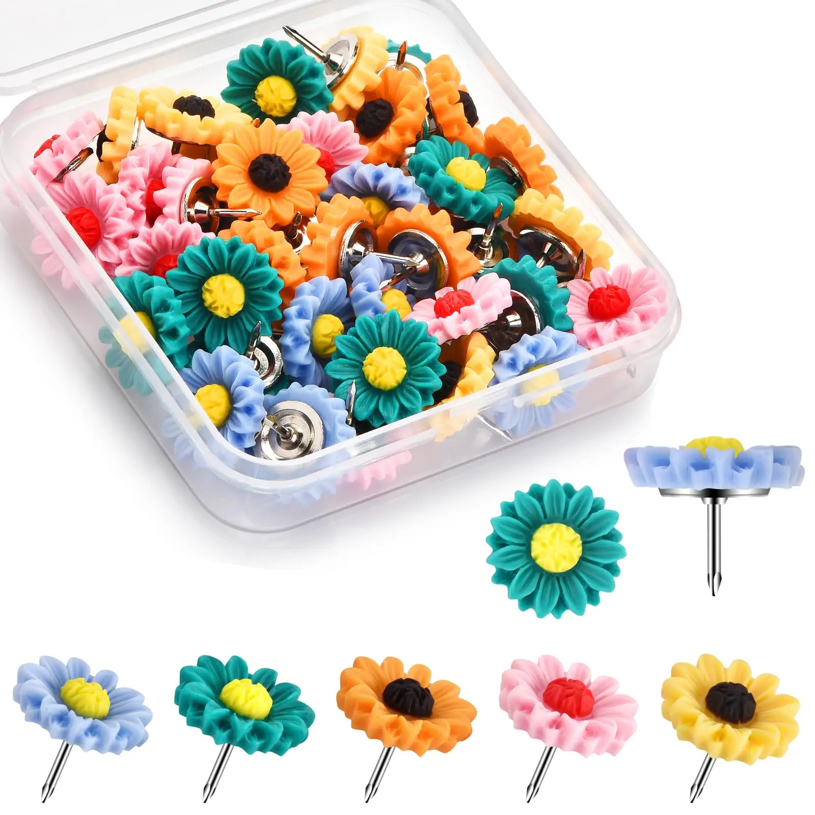 Pinselstecknadeln, Dekorative Blumen-Pinselstecknadeln für Pinnwände, Korkbrett-Pinselstecknadeln