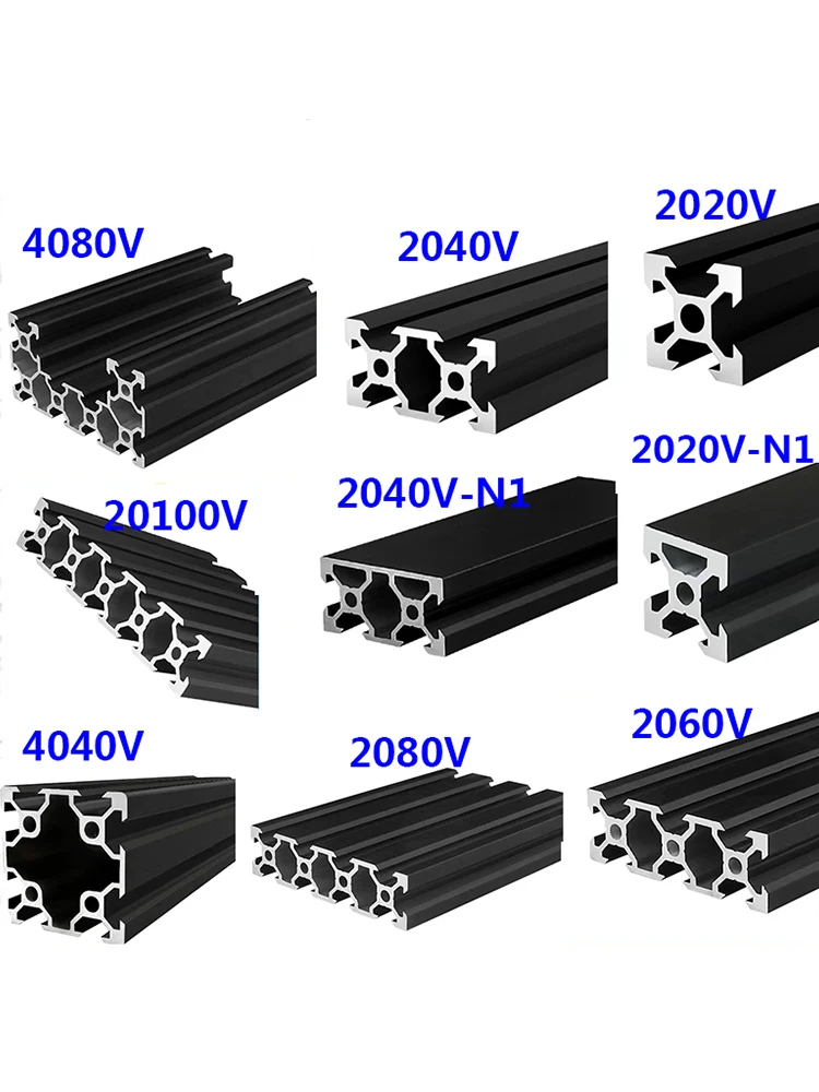 1PCS Black 4040 Double Slot V-slot Anodic Oxidation Aluminum Extrusion Profile for CNC 3D Printers Length 100-1000mm 40X40