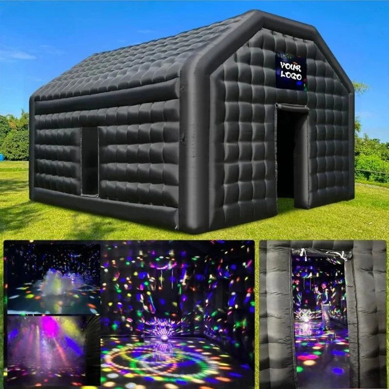 Pop Up Black Disco Lighting Night Club Inflatable Portable Mobile Bar Marquee Cube Party Wedding Tent Outdoor Nightclub Tent