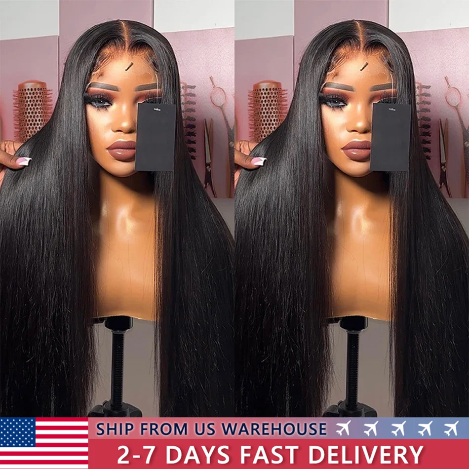 Brazilian 30 32 Inch Straight Transparent 13x6 Lace Frontal Human Hair 180% 13x4 Front Wig 4x4 Lace Closure Wigs For Women Bling