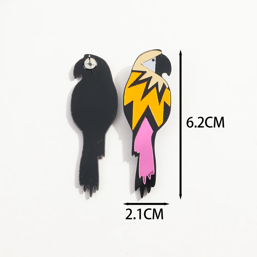 FishSheep Funny Acrylic Spliced Parrot Dangle Earrings for Women Girls Lovely Animal Birds Drop Earrings Fashion Jewelry Gifts