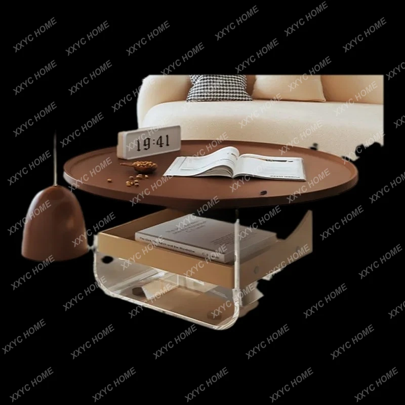 QQzLiving room household light luxury modern solid wood acrylic explosion  cream wind mother coffee table combination
