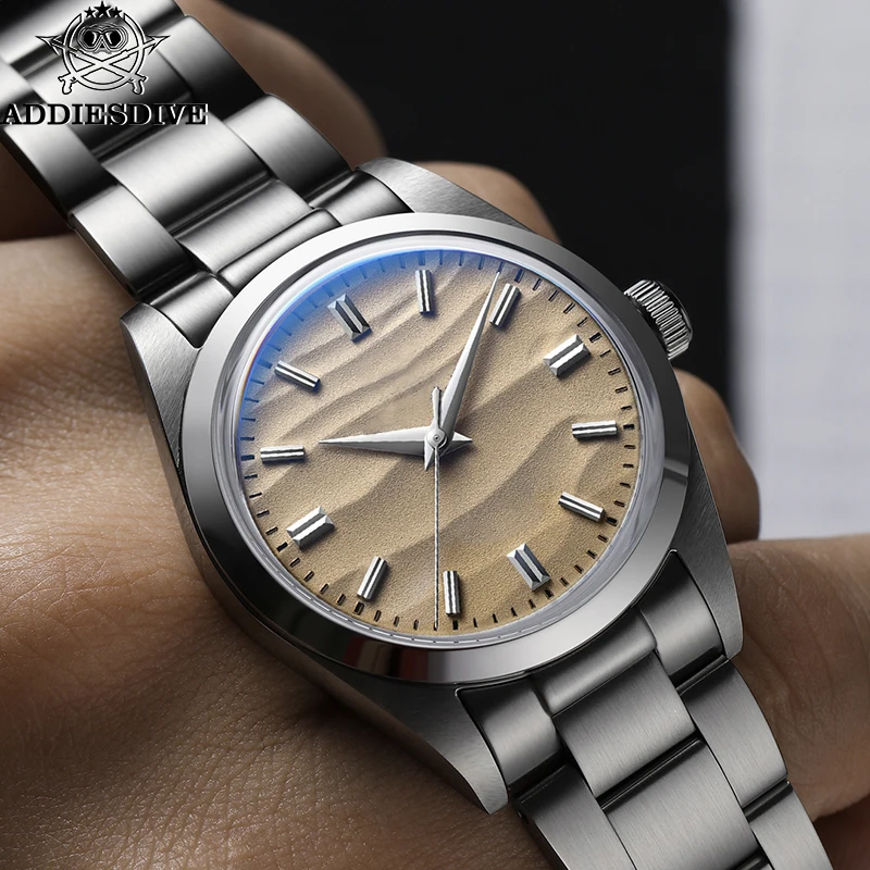 ADDIESDIVE Men‘s Watch No Logo AD2030 New AR Coating Bubble Domed Glass 100m Diving 316L Stainless Steel VH31 Quartz Dress Watc