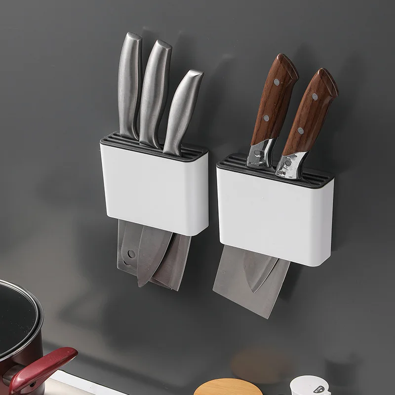 New Knife Holder Wall-mounted Kitchen Knives Storage Rack Household Punch-free Knife Finishing Rack