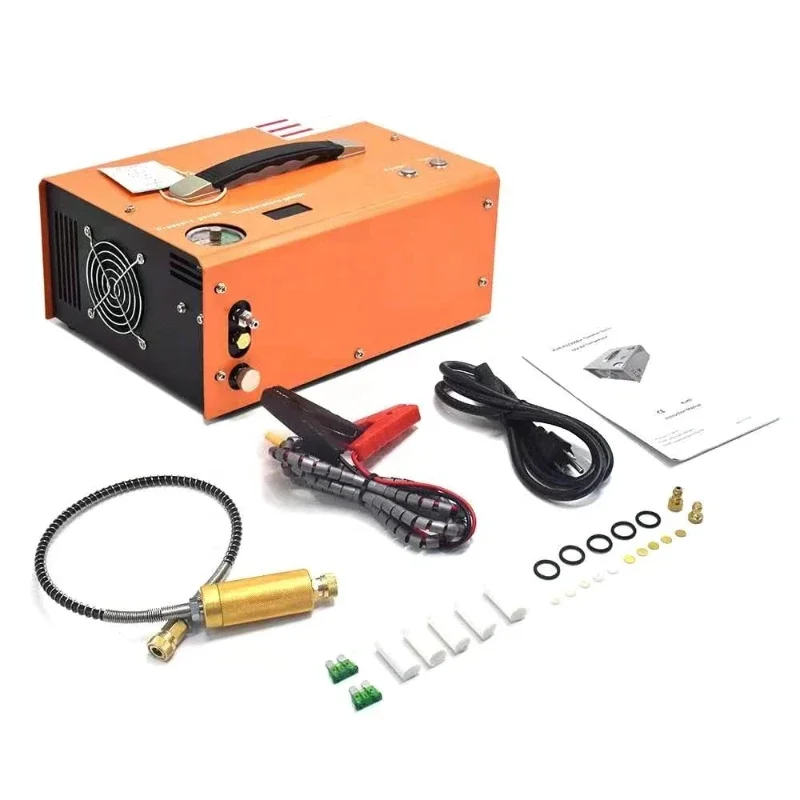 pcp 12v 4500psi 300bar portable 30mpa 4500 psi 300 bar Oil Free Compressors With Power Supply 12V mini PCP Air Compressor