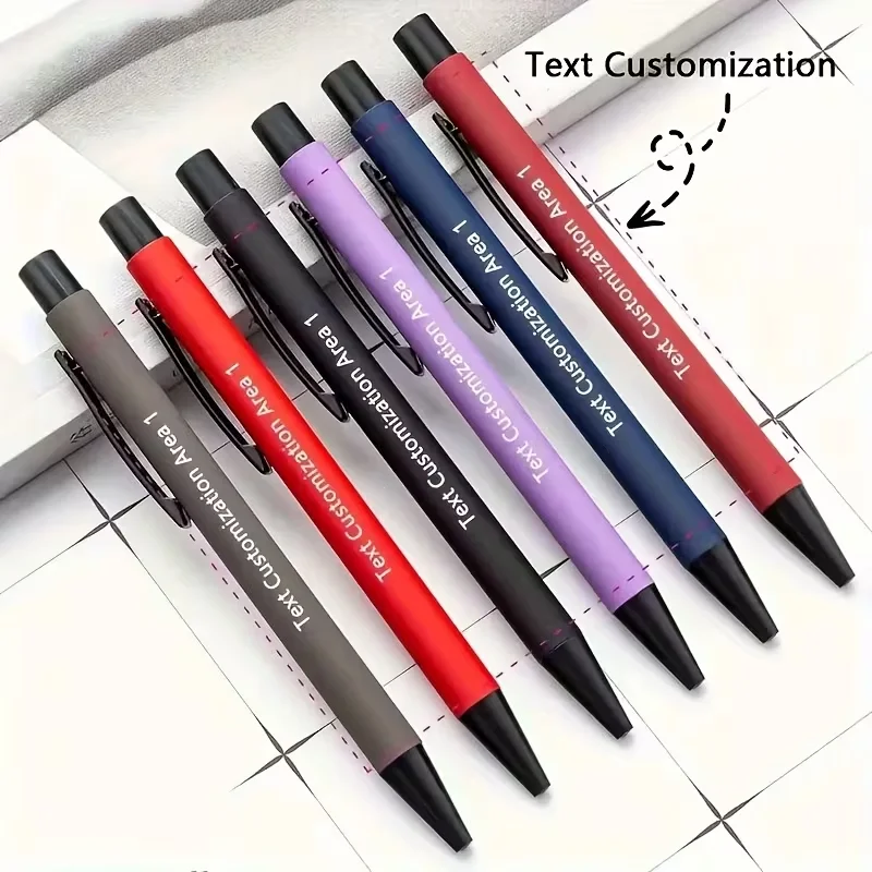 2Pcs Personalized Custom Ballpoint Pens with Laser-Engraved Names and Dates, Clip Design, Metal Retractable Ballpoint Pens, Office Stationery, Oil-Based Pens, Customizable Logo, Spray-Coated Aluminum Pens, Suitable for