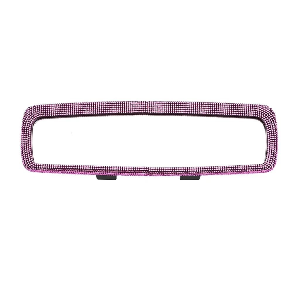

Car Rear View Mirror Rhinestone Cover with Adjustable Elastic Band Interior Trim Accessory for Wide Vehicle Compatibility