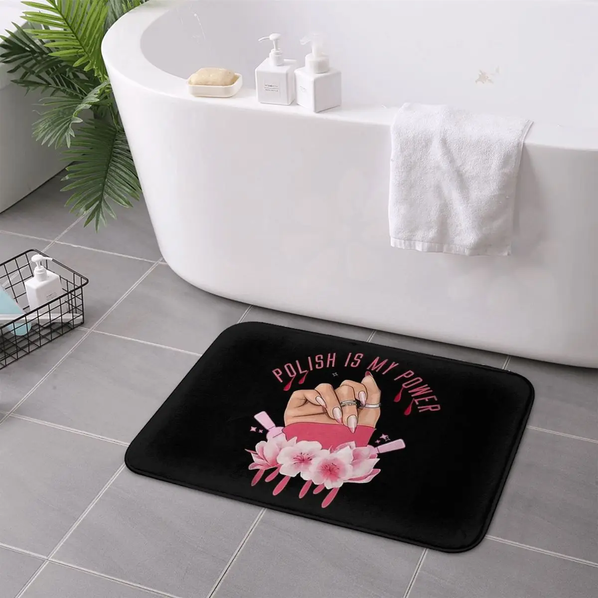 

Custom Bib Nail Polish Is My Power Anti-slip Doormat Floor Mat Dust-proo Carpet Rug for Kitchen Home Bedroom Footpad Mats