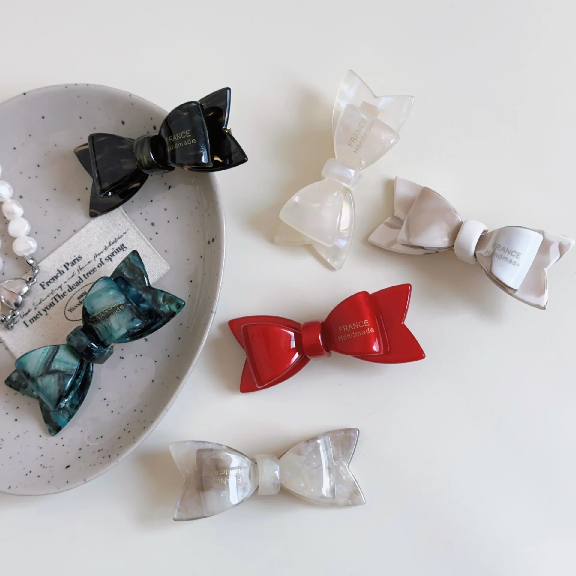 Fashion Cute 6.2cm Acetic Acid Duck Beak Clip Sweet Bow Side Shredded Bangs Clip Exquisite New Hair Clip Hair Accessories