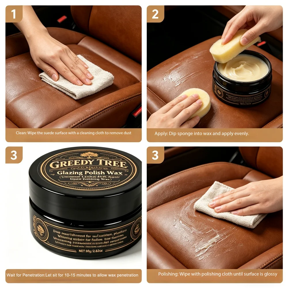 GREEDY TREE Universal Leather Plastic Repair Wax, Car Interior Glazing Polish Wax, 80g Multi-Material Nourishment Restoration fo