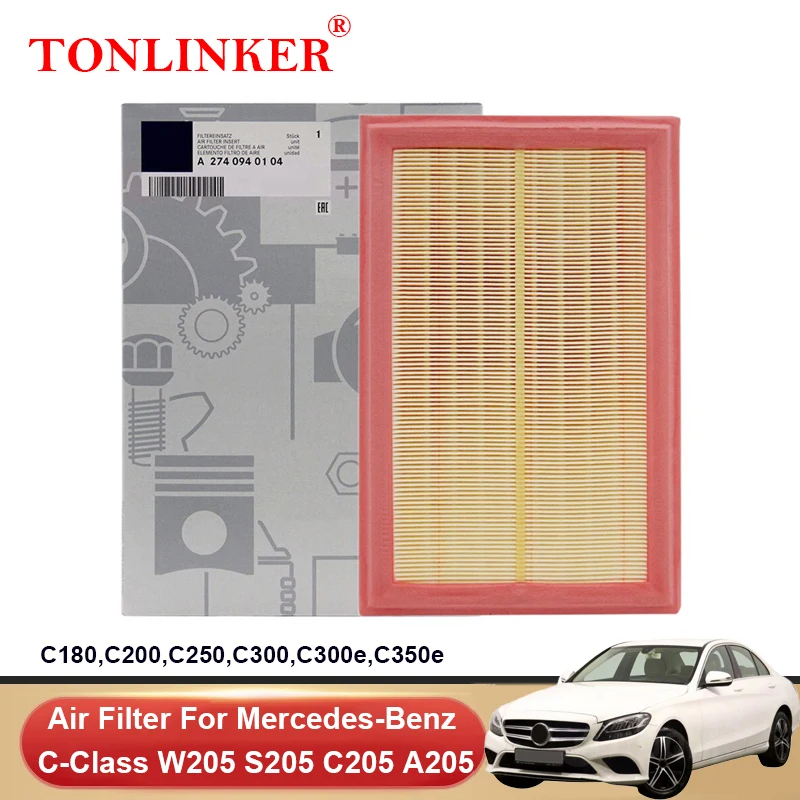 TONLINKER Air Filter A2740940104 For Mercedes Benz C Class W205 2014-2021 S205 C205 A205 C180 C200 C250 C300 Sport C300e C350e