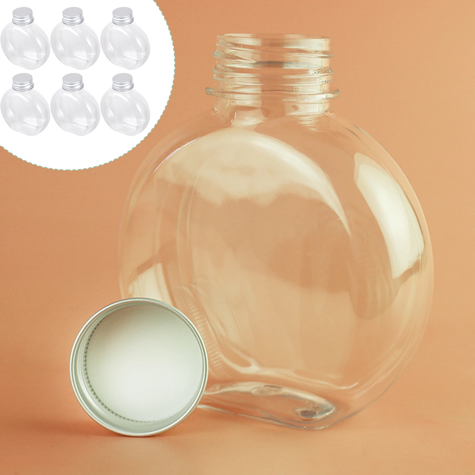 

6pcs Juice Plastic Drink with Lids Syrup Storage Containers Leakproof Sealed Beverage Bottles for Daily Use Portable Convenient
