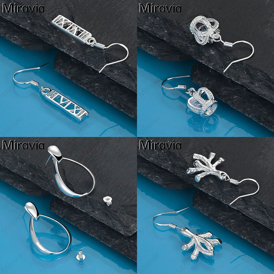 

Miravia 925 Sterling Silver Crown Zircon Earrings Women Cute Elegant Party Wedding Jewelry