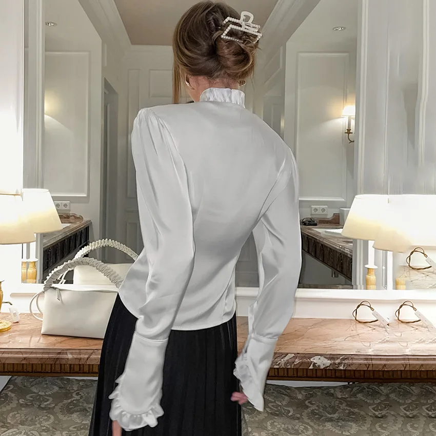 Fashionable and Versatile Ruffle Women's Shirt 2025 New Slim Fit Fungus Edge Top for Women