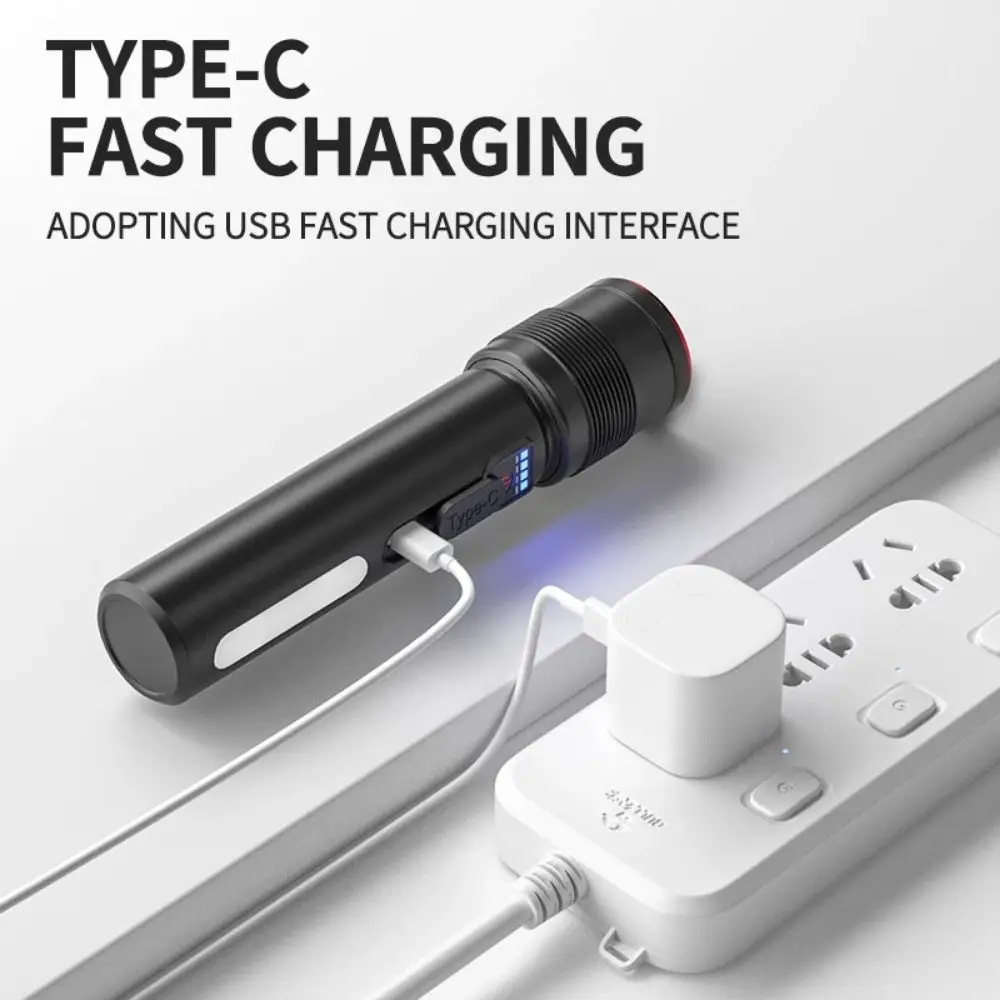 

Rechargeable Mini Flashlight COB Side Lamp Long-Range Strong Lighting Flashlight Long-lasting Waterproof Pocket Torch Hiking