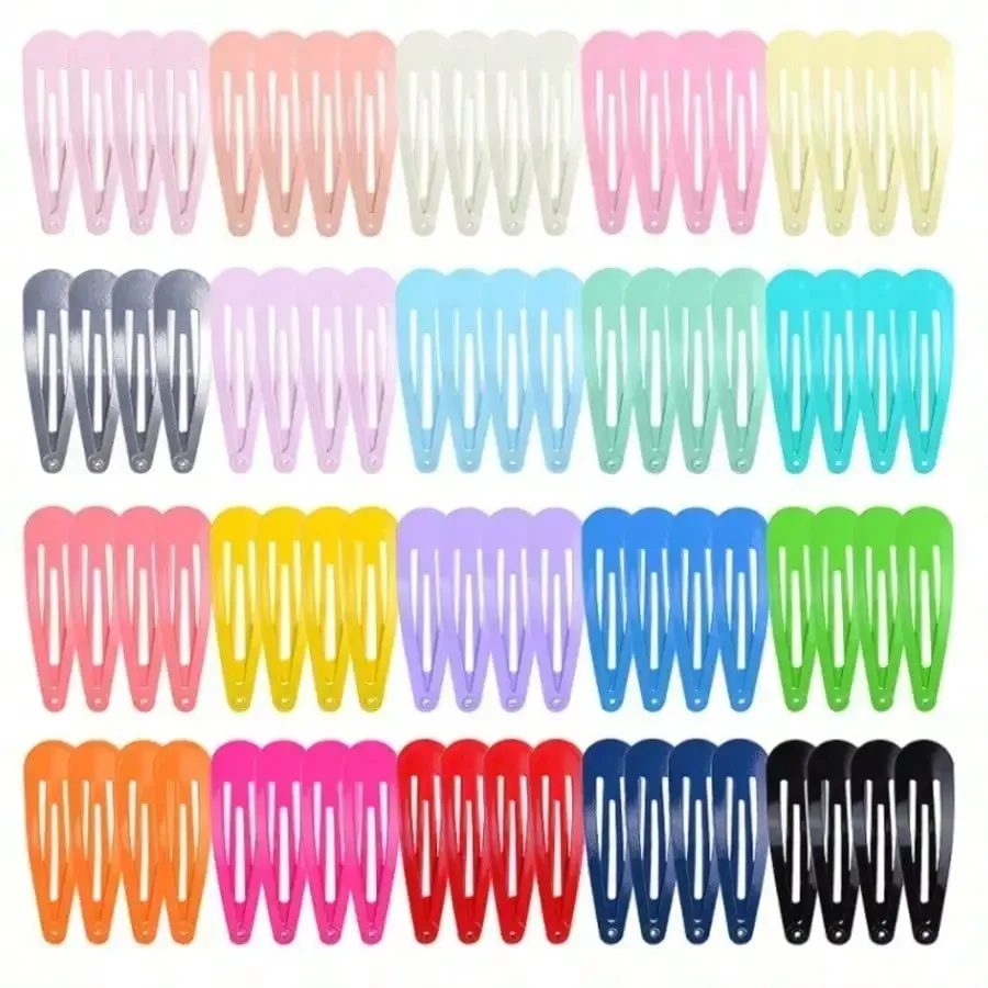 10pcs Set Random Color 5cm Baked Enamel BB Clips, Colorful Versatile Casual Hair Clips - Detail 1