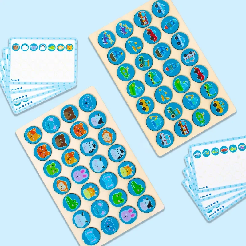 Trova lo stesso modello Gioco di puzzle per bambini Cartoon Memoria animale Scacchi Pensiero Formazione Bambini Giocattoli educativi in legno Montessori