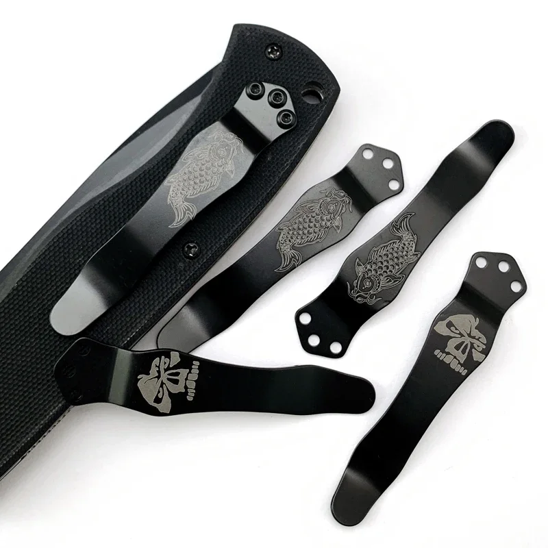 Tc4 Titanium Alloy Koi Design Back Pocket Knife Clip for Zt FOR Benchmade Griptilian 551 ZT0620 0630 EM Knife