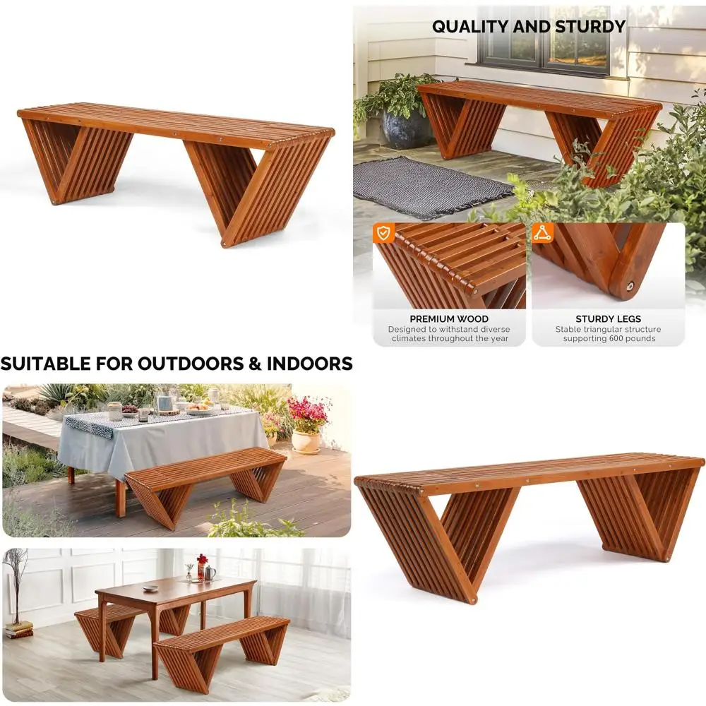 

Всепогодная скамья для патио 63 дюйма для веранды, двора, парка и сада, выдерживающая нагрузку до 600 фунтов