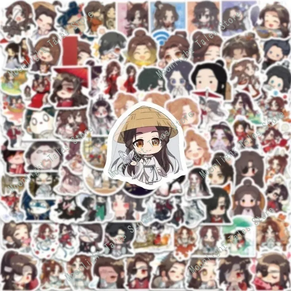 100 قطعة Tian Guan Ci Fu ملصقات Hua Cheng Xie Lian للكمبيوتر المحمول الهاتف الديكور تشيبي Fanmade أنيمي اكسسوارات