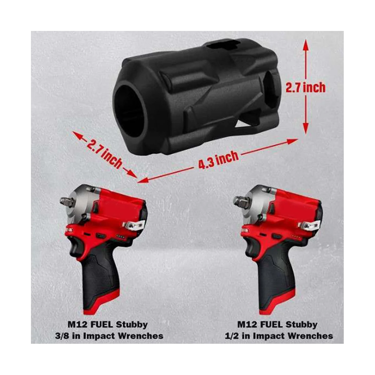 The Tool Boot 49-16-2554 Only Fits for Milwaukee M12 FUEL Stubby 1/2 in and 3/8 in Impact Wrench 2555-20 2555P-20 Black