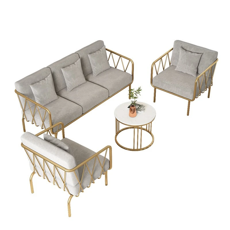 

Lazy fabric sofa, modern simple wrought iron double sofa