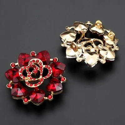 1pcs Metal Rhinestone Fur Coat Buttons for Clothing Collar Decoration Accessories