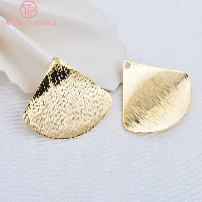 (115)10PCS 29 x26.5MM 24K Gold Color Brass Dried Arc Surface Sector Charms High Quality Diy Jewelry Accessories